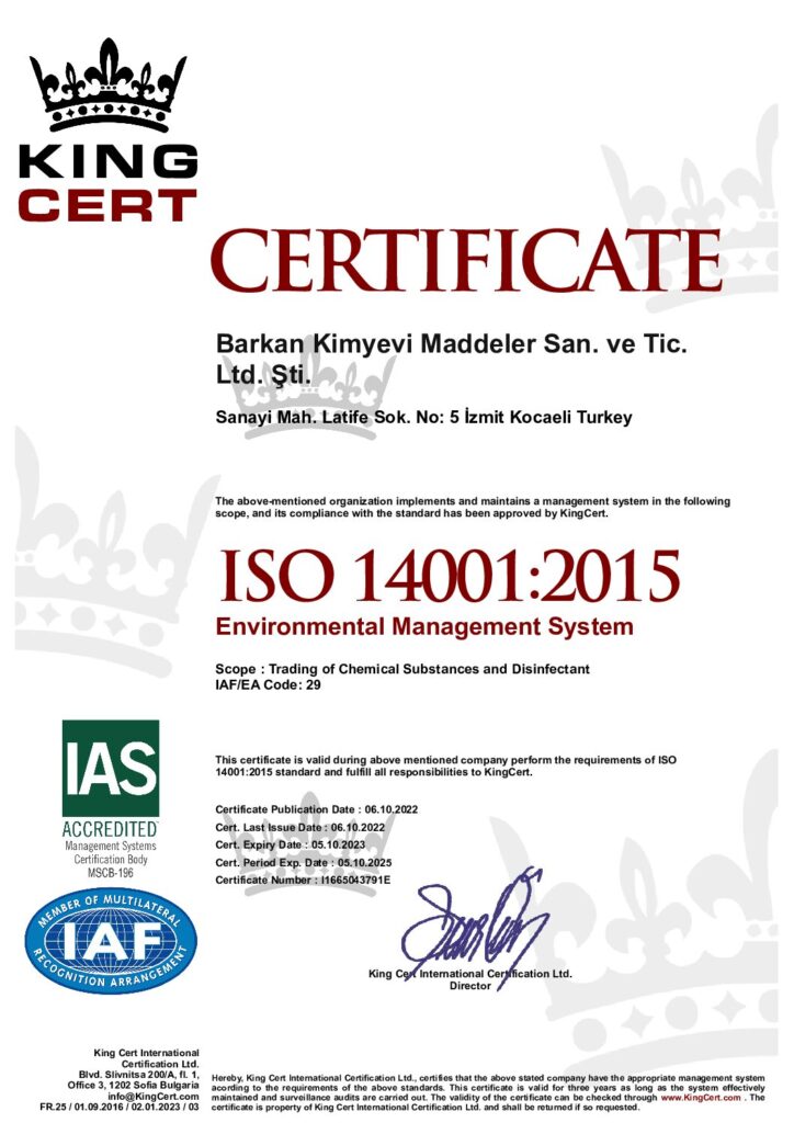 barkan kimya iso 14001
